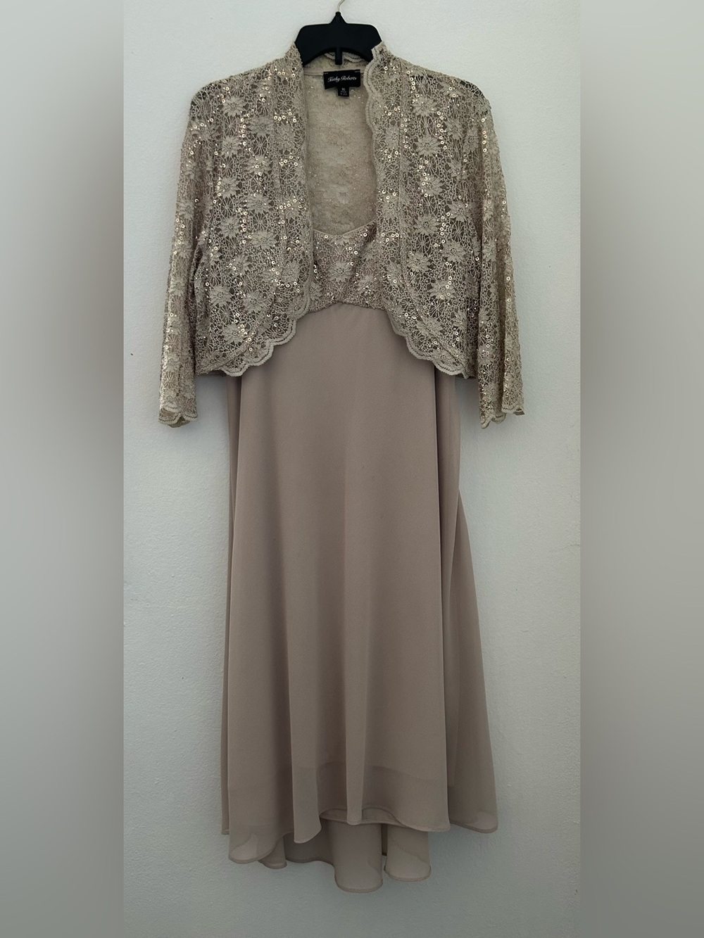 Beaded Taupe Chiffon Wedding Dress - Elegant Bridesmaid Style